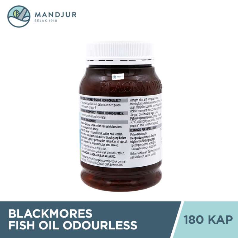 Jual Blackmores Odourless Fish Oil 1000 Mg Isi 180 Kapsul Lunak