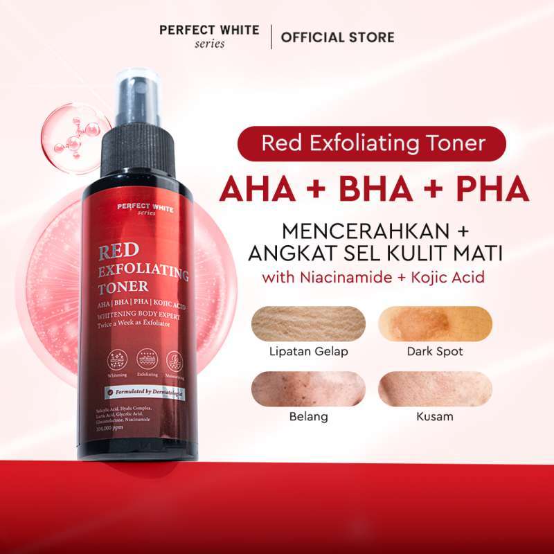 cara pemakaian red pome l glutathione PERFECT WHITE Exfoliating Body Toner 100ml with AHA BHA PHA Fake Beauty Products Are Choose Location:Queens DV_G