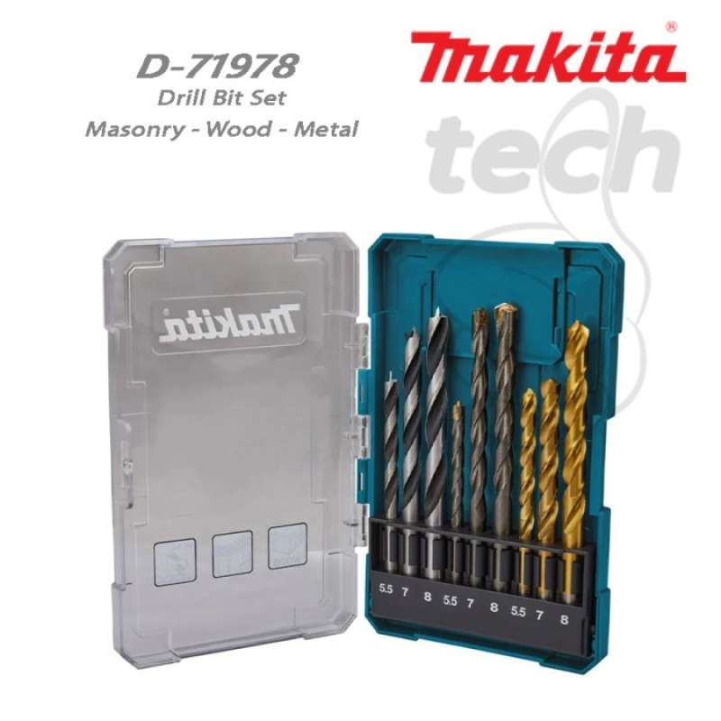 Promo Mata Bor Tembok Beton Kayu Besi Drill Bit Set Makita D-71978