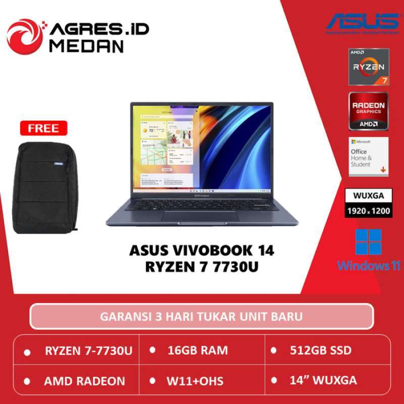 ASUS Vivobook 14 M1405YA dengan Ryzen 7 7730U dan RAM 16GB, hadir dengan layar 14 WUXGA, cocok untuk para profesional dan pelajar di Medan