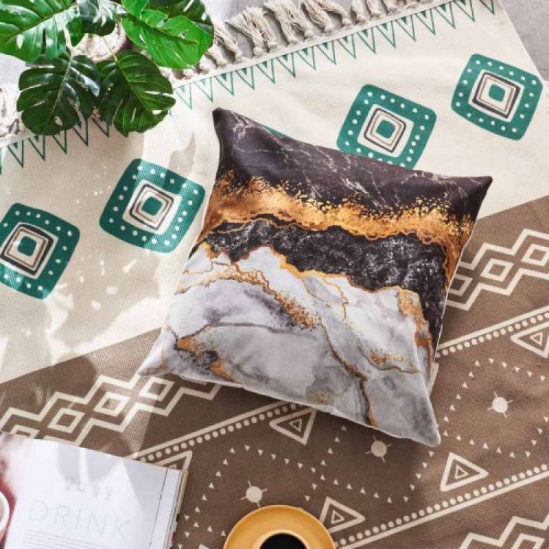 Brewsuniq Gold Marble Pillow Case 45 x 45cm Sarung Bantal Sofa Cantik  Elegan Estetik Minimalis