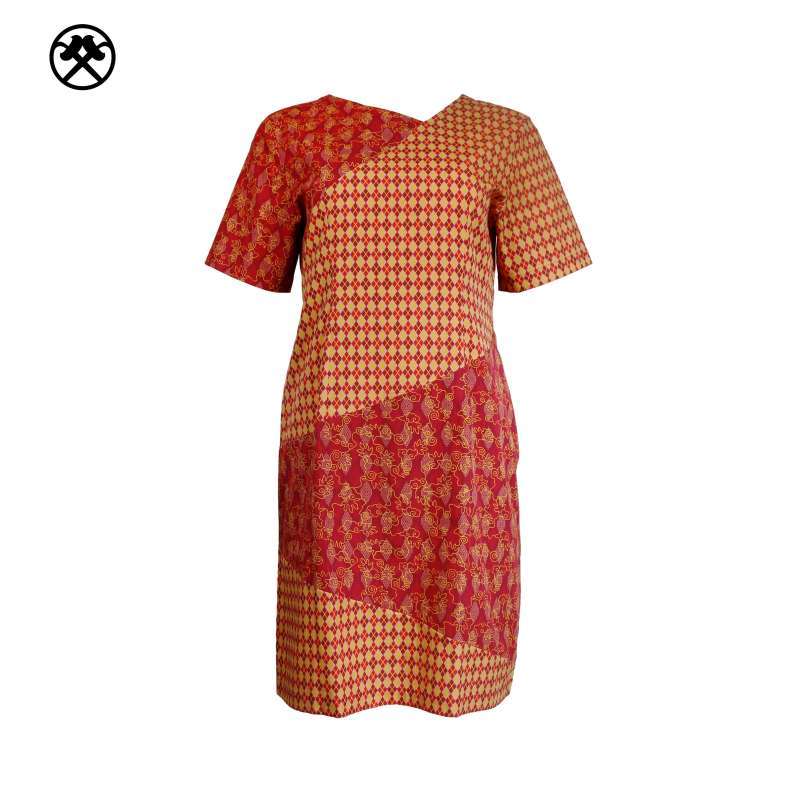 Keris Gallery Batik Dress Lengan Pendek Mego Latar Tenun Kotak  Rinenggo 074SPEX12KG