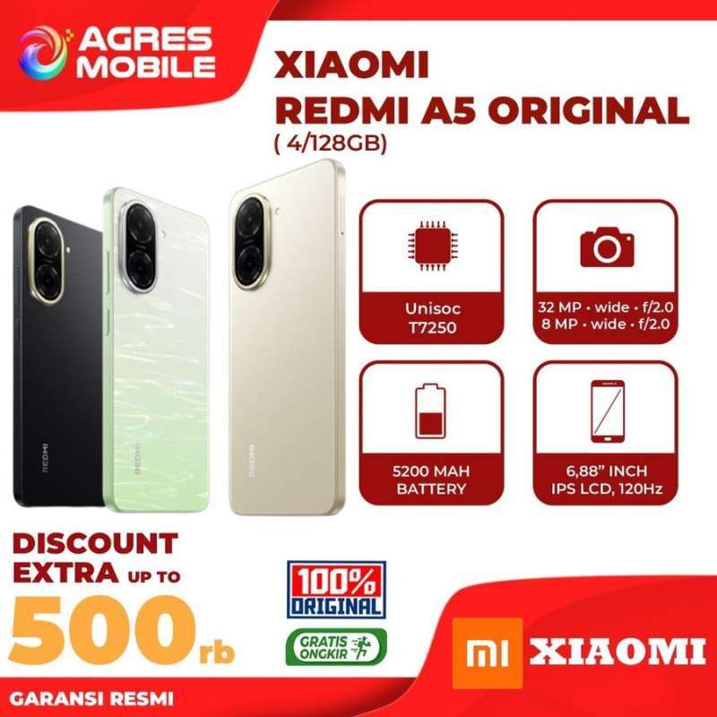 Promo Xiaomi Redmi A5 ( 4gb/128gb ) Garansi Resmi - Green Pkt Basic C ...