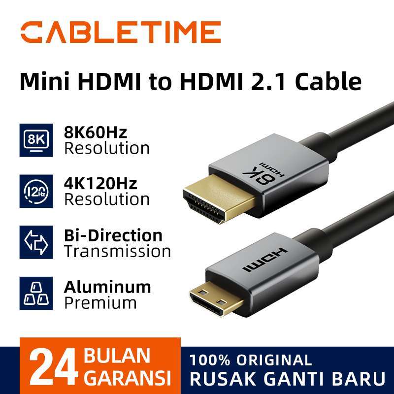 CABLETIME Kabel Mini HDMI to HDMI Male 4K 8K 60Hz HDR for Camera