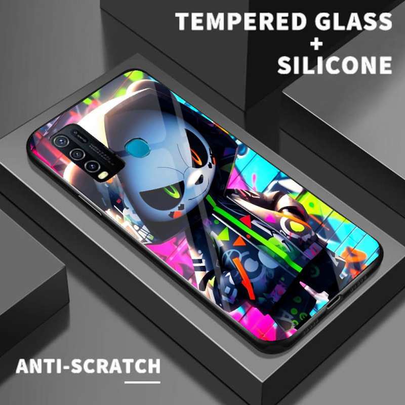 Custom Case TPU 3D Casing Softcase Tempered Glass Cover Belakang Hp Vivo  Y50, Y30, V11, Y20