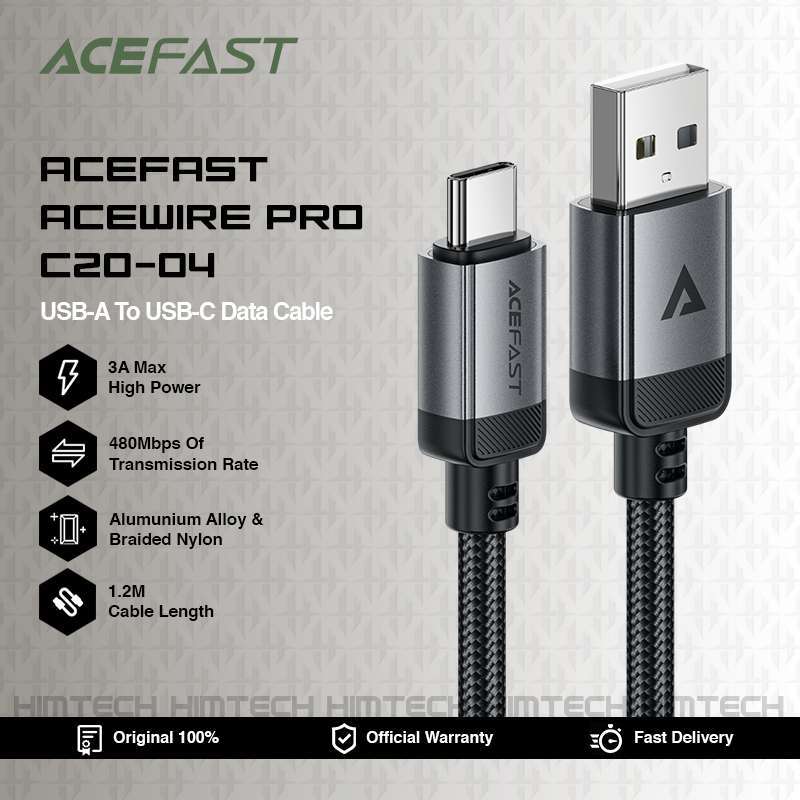Kabel Data Charger ACEFAST Acewire Pro C20-04 USB To Type-C Fast Charging  For Samsung Android