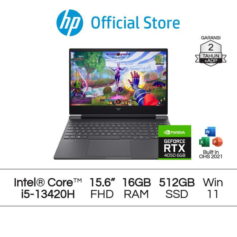 Laptop Victus Gaming HP dengan Intel Core i5 dan NVIDIA GeForce RTX 4050, RAM 16GB, SSD 512GB. Cocok untuk Profesional dan Penggemar Game, 15.6 Inch dan Garansi 2 Tahun Resmi