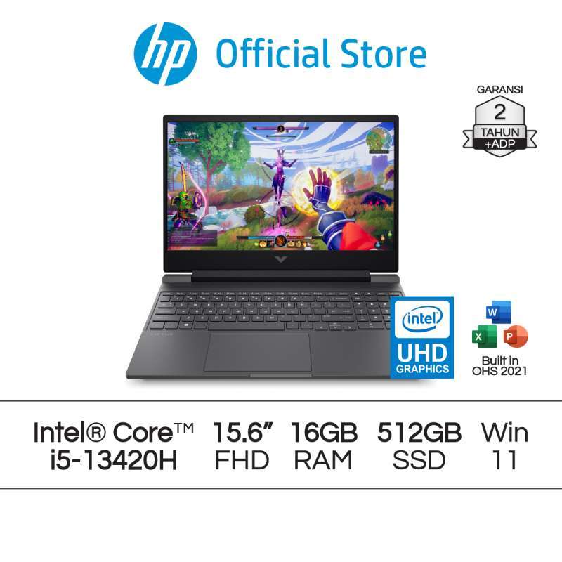 Victus Laptop HP untuk Kerja dengan Intel Core i5, Grafik NVIDIA GeForce RTX 3050, RAM 16GB, SSD 512GB, dan Garansi Resmi 2 Tahun untuk Profesional