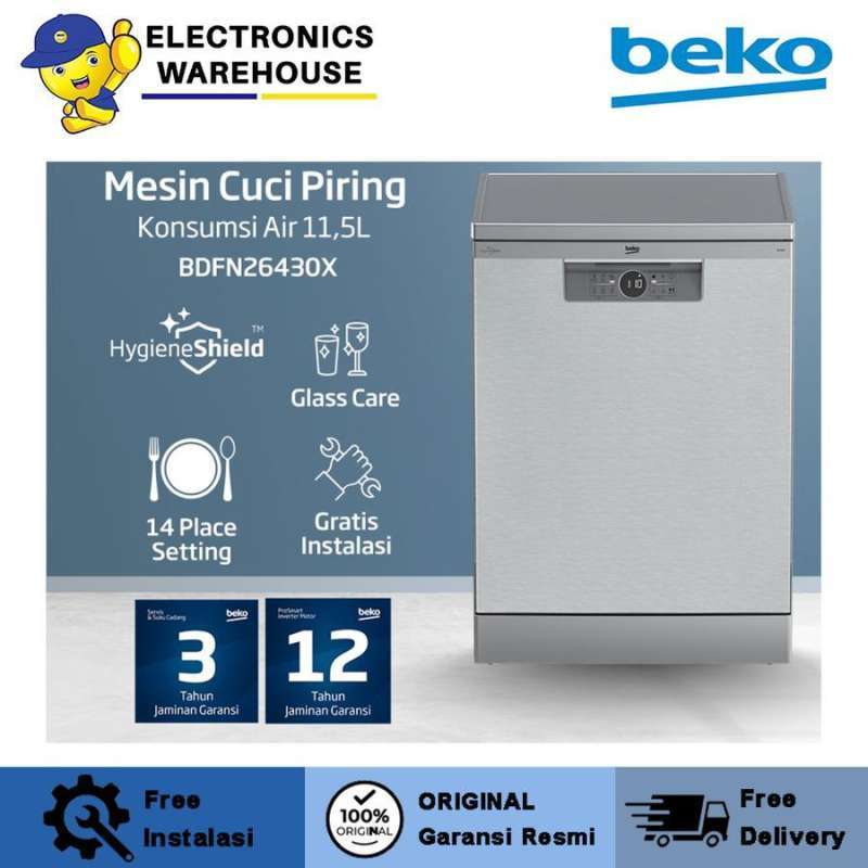 Beko Dishwasher mesin Cuci Piring BDFN26430X 60cm