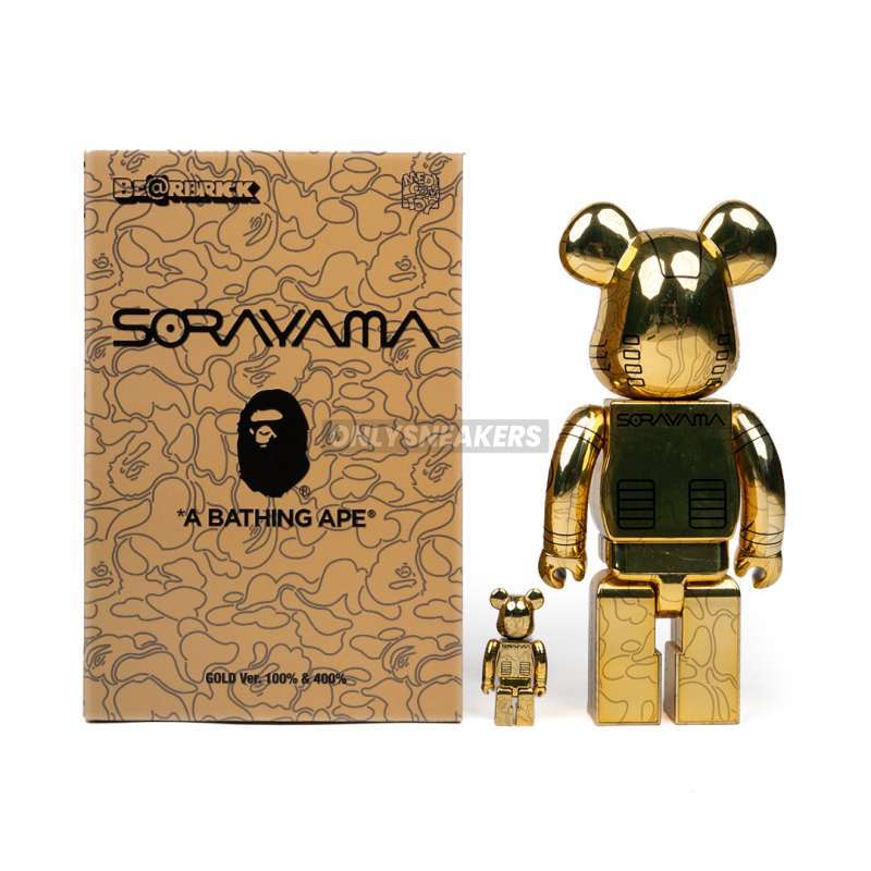 Jual Bearbrick X Bape X Hajime Sorayama Camo Shark Gold 100% & 400