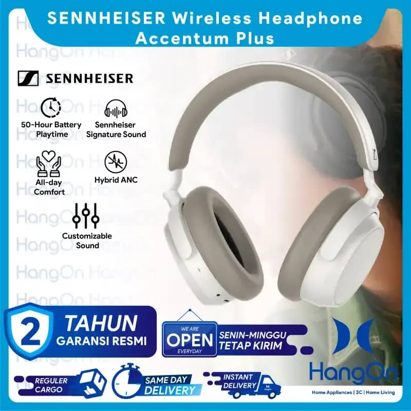 SENNHEISER Accentum Plus Wireless Headphone Tanpa Kabel 50 Hours Runtime  Headset with Active Noise Cancellation Hybrid ANC