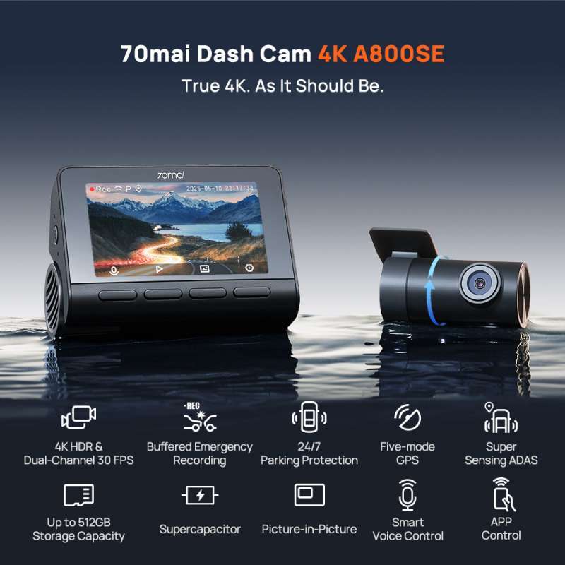 70mai Dash Cam A800SE Set 4K WI-FI Super Capacitor Battery Voice Control  70mai Dashcam Mobil