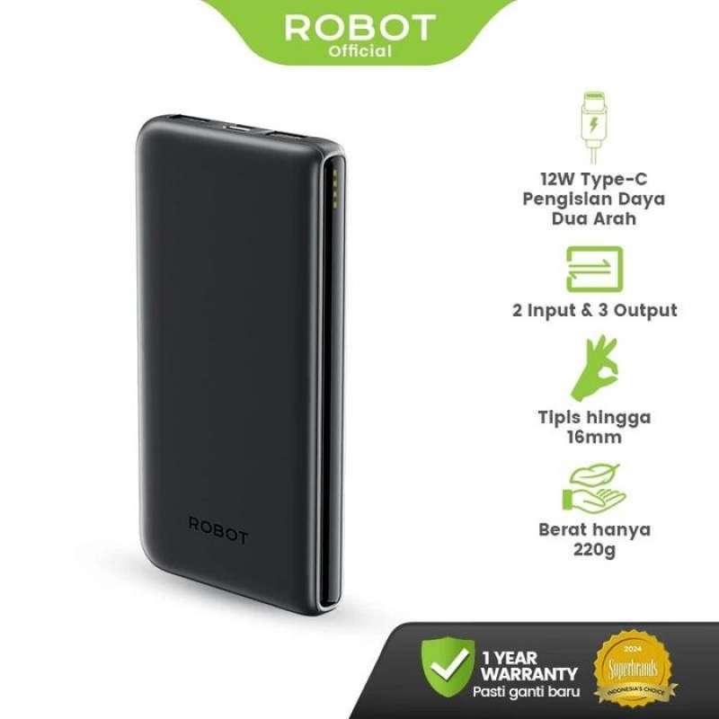 ROBOT RT180s RT-180s RT180-s Powerbank 10000 mAh Output  Dual Input Type-C Power bank RT180S Fast Charging 12W Android/iPhone