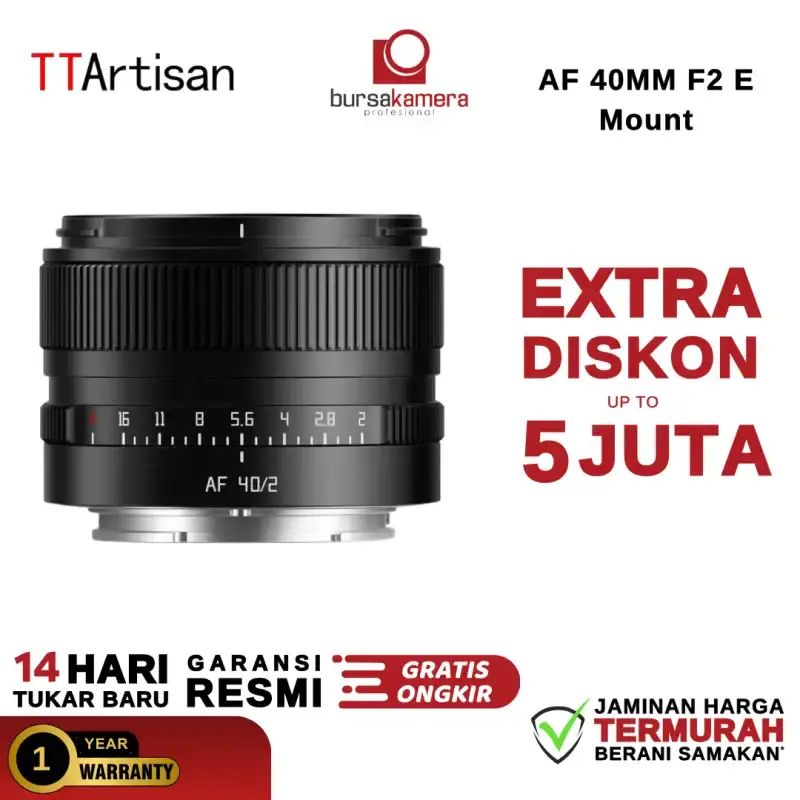 Obiettivo TTARTISAN AF 40mm F2 Full Format Per Sony E – Autofocus, Compatto E Leggero Con Ghiera Di Apertura A Scatto