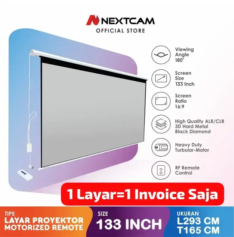 Promo Nextcam Screen Projector 133inchi 16:9 Motorize / Layar Proyektor ...