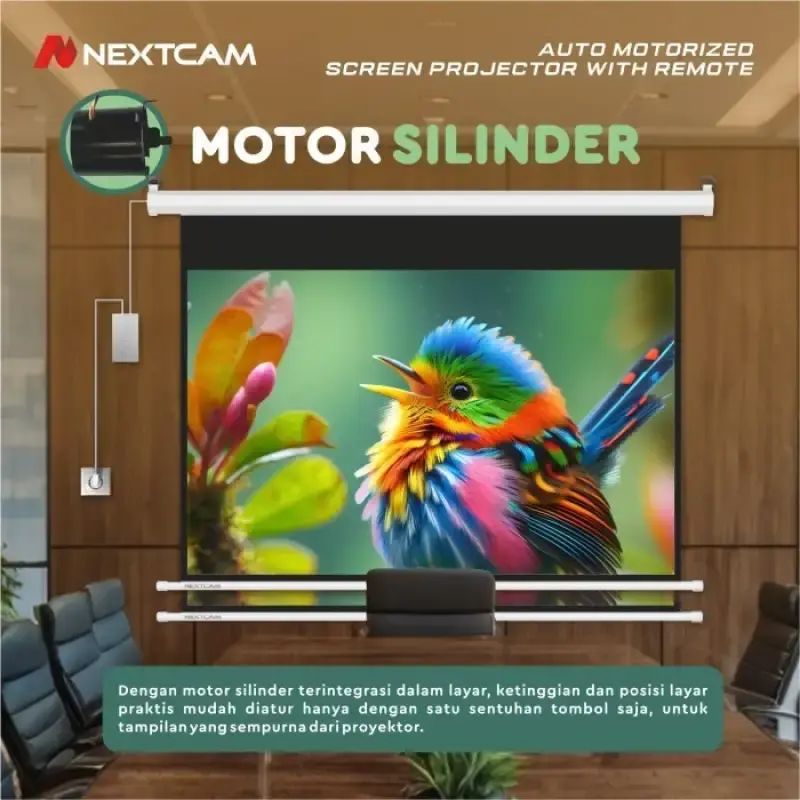 Promo Nextcam Screen Projector 133inchi 16:9 Motorize / Layar Proyektor ...