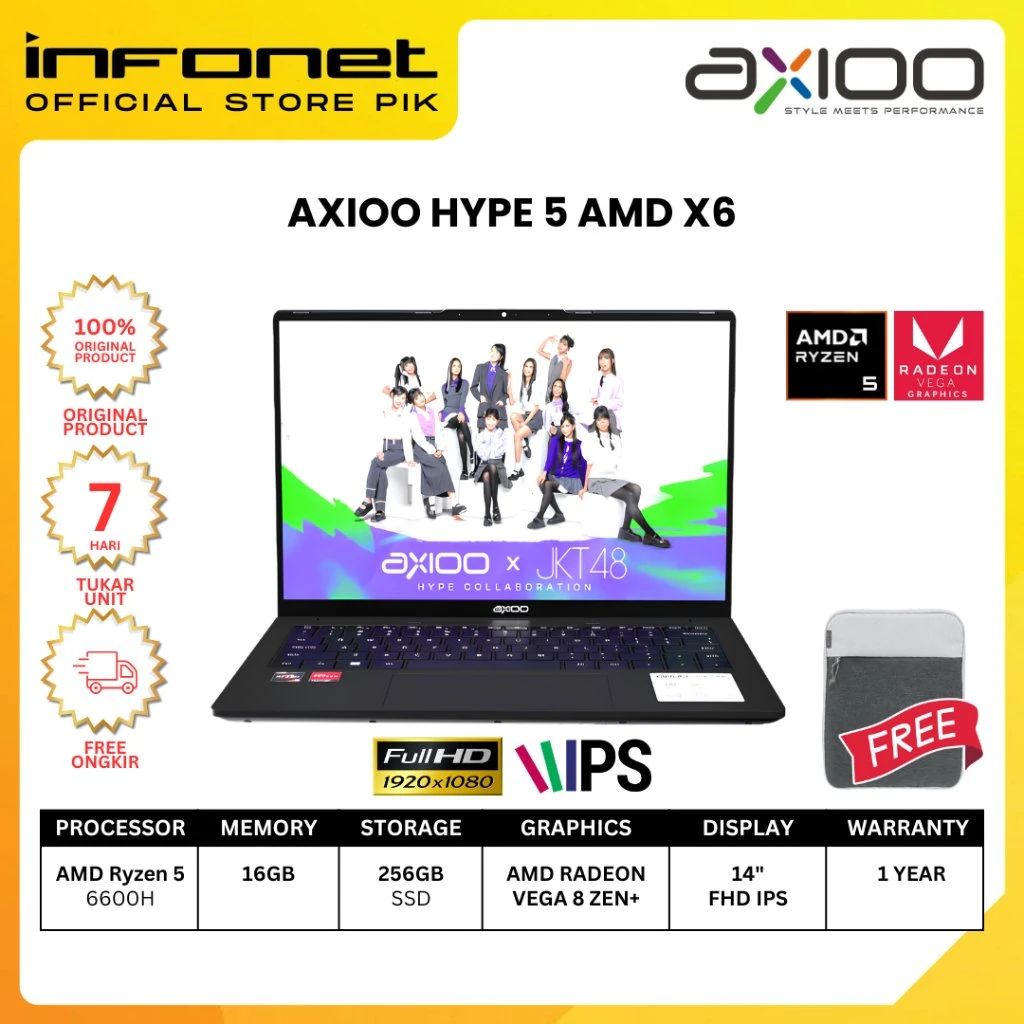 Promo Axioo Hype 5 Amd X6 Ryzen 5 6600h 16gb 256gb W11 14 Fhd Ips