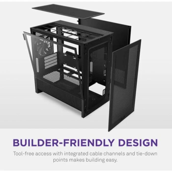 Jual Nzxt Pc Casing H3 Flow - Pc Case Micro Atx Airflow - Black Di ...