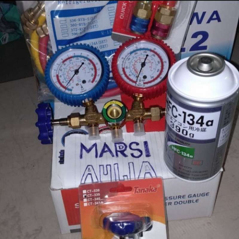 Jual PAKET ISI FREON MOBIL ANDA SENDIRI KLEA R134A DOUBLE MANIFOLD HFC134A di Seller Emma Store