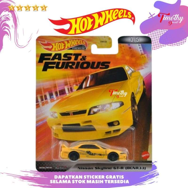 Jual Hot Wheels Premium Fast Furious Nissan Skyline GTR BCNR33 Kuning