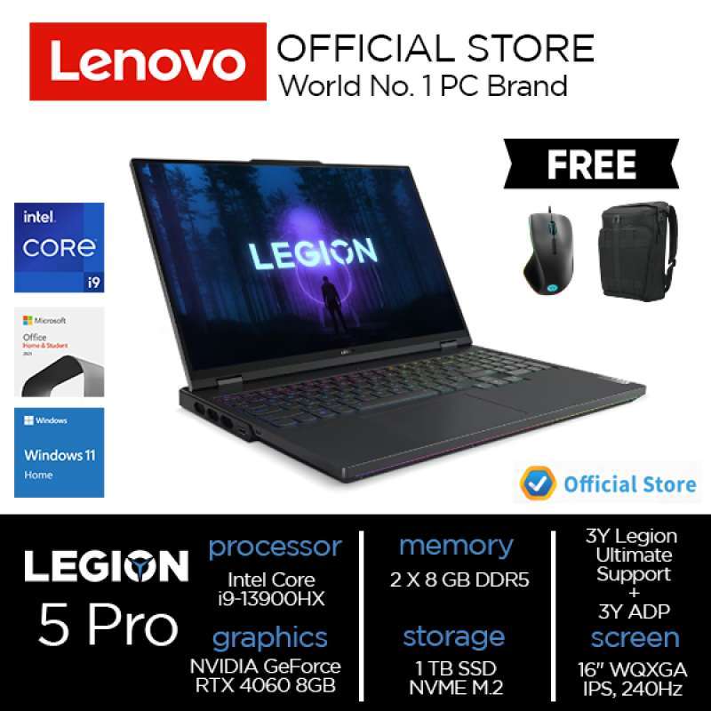Jual Lenovo Legion Pro 5 16irx8 Core I913900hx 16gb 1tb Rtx4060 8gb Di