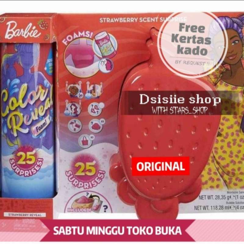Promo Barbie Color Reveal Doll With Foam Strawberry Scent Surprise