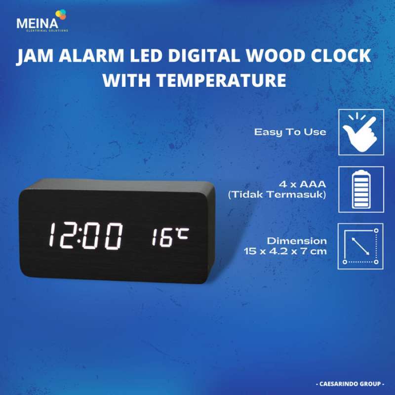Promo JAM MEJA DIGITAL LED WOOD CLOCK DENGAN TEMPERATURE JAM HIAS LED