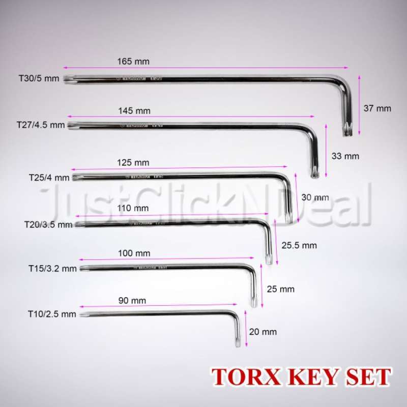 Promo Tekiro Kunci Torx Key Set T10-t55 Model Lubang Tanpa Lubang Metal ...