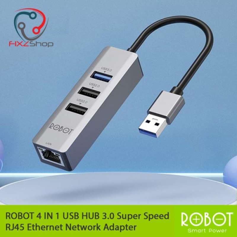 Promo ROBOT 4 IN 1 USB HUB 3.0 Speed RJ45 Ethernet Network Adapter ...