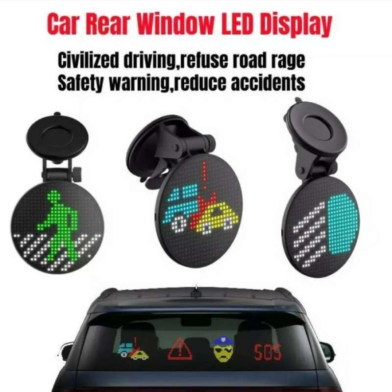 Led Screen Car Accessory Promo Car Led Screen Display Rear Window Animated Emoticon Bluetooth ...