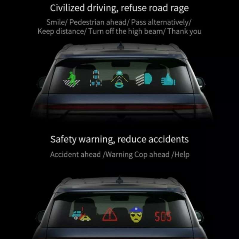 Promo Car Led Screen Display Rear Window Animated Emoticon Bluetooth ...