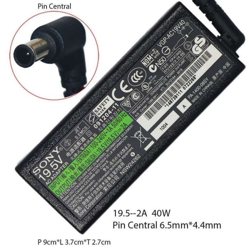 Notebook Computer Sony Charge Promo Charger Original Laptop Sony Vaio 19,5V - 2A Termasuk Kabel Power ...