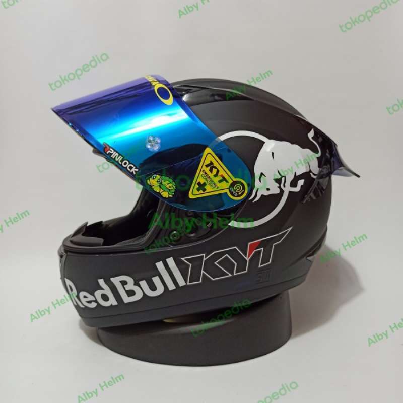 Jual HELM KYT R10 HITAM DOFF PAKET GANTENG STIKER RED BULL Full Face di