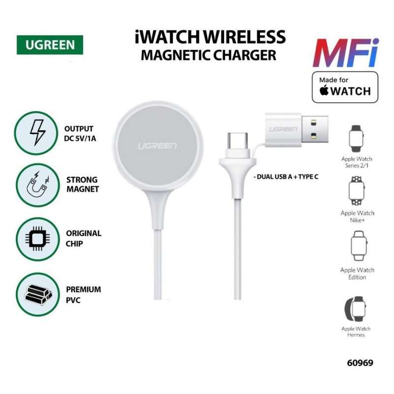 Jual Magnetic Charger Ugreen For Apple Watch Mfi- White (60969) Di ...