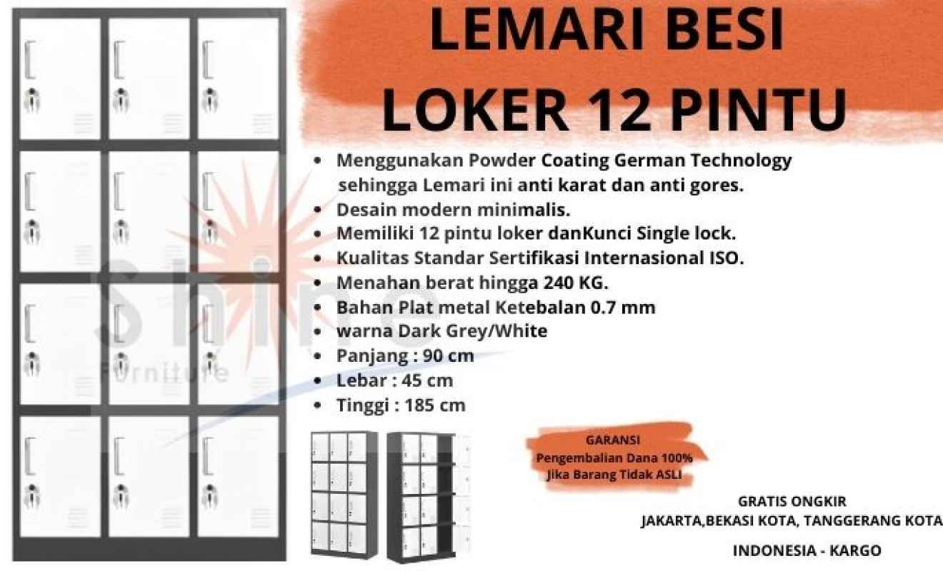 Jual Lemari Besi Loker 12 Pintu Anti Karat Full Plat Besi Metal Ul 12