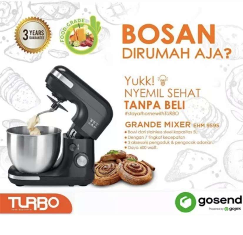 Promo TURBO Mixer Grande EHM 9595 / Stand Mixer Roti / Mixer Besar - 5 ...