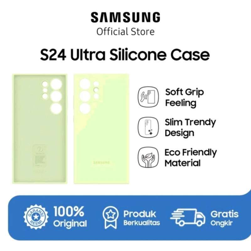 Promo Samsung Galaxy S24 Ultra Silicone Case Original Light Green