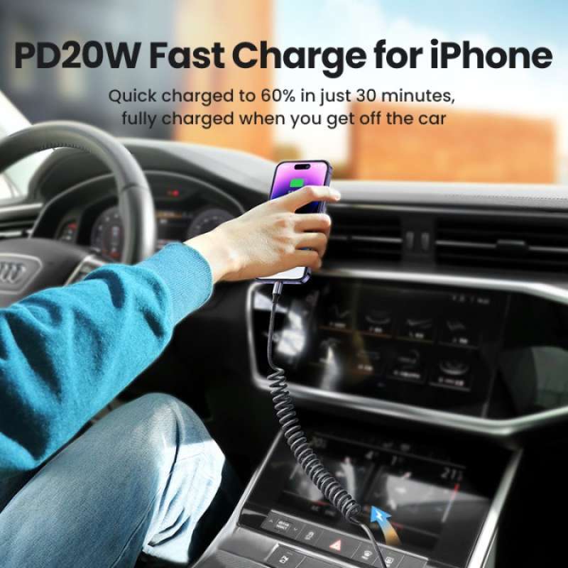 Promo UGREEN KABEL CHARGER SPRING TYPE C TO LIGHTNING PD 20W 13 14 PRO ...