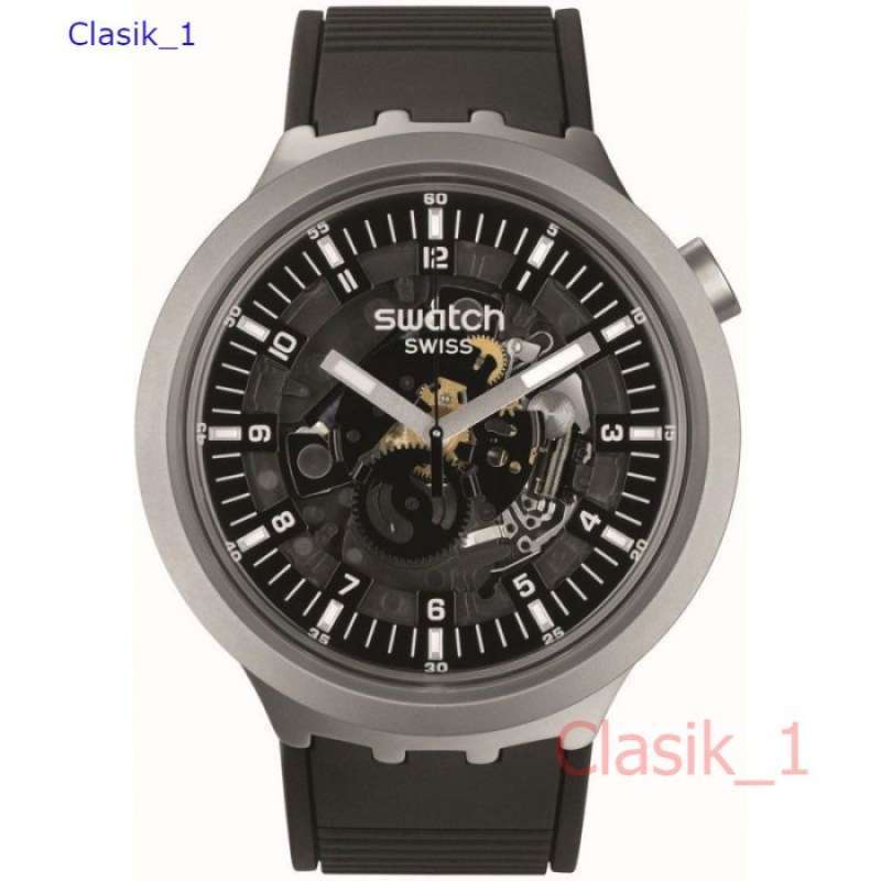 Original 100%!! Swatch SB07S105 DARK IRONY Jam Tangan Pria Black Garansi  Resmi tahun