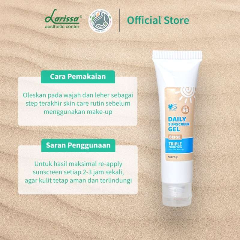 Jual Larissa Daily Sunscreen Gel Beige SPF 50 + Dengan Triple