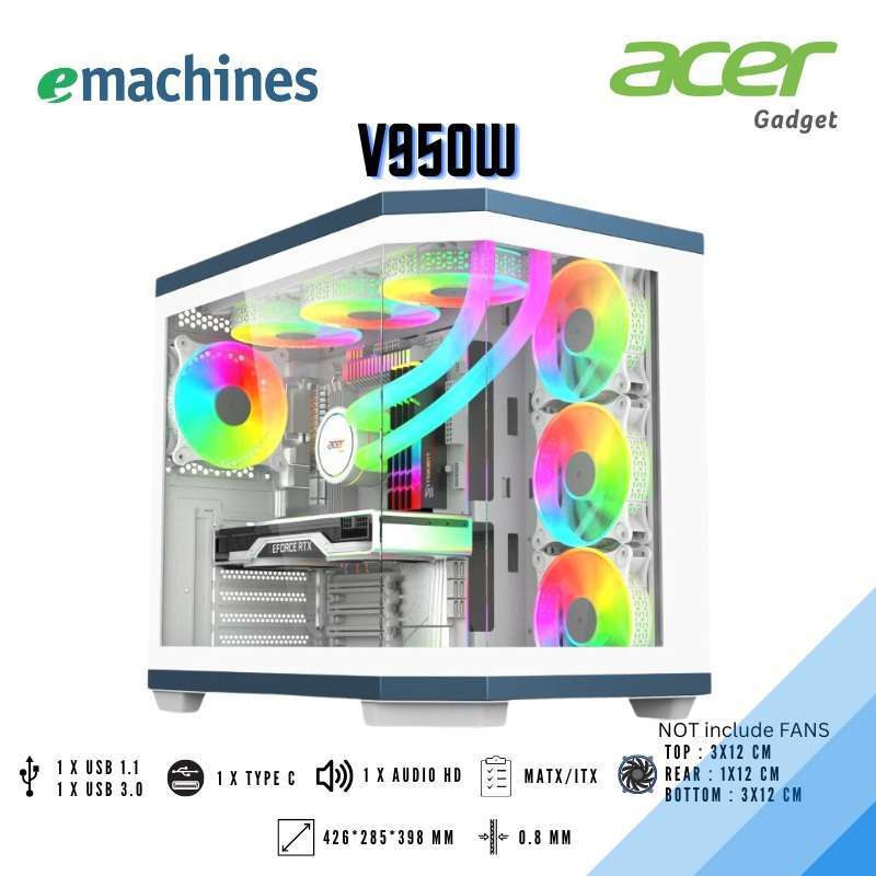 Promo Casing Gaming Pc Case Atx Emachines Acer Gadget V950 White