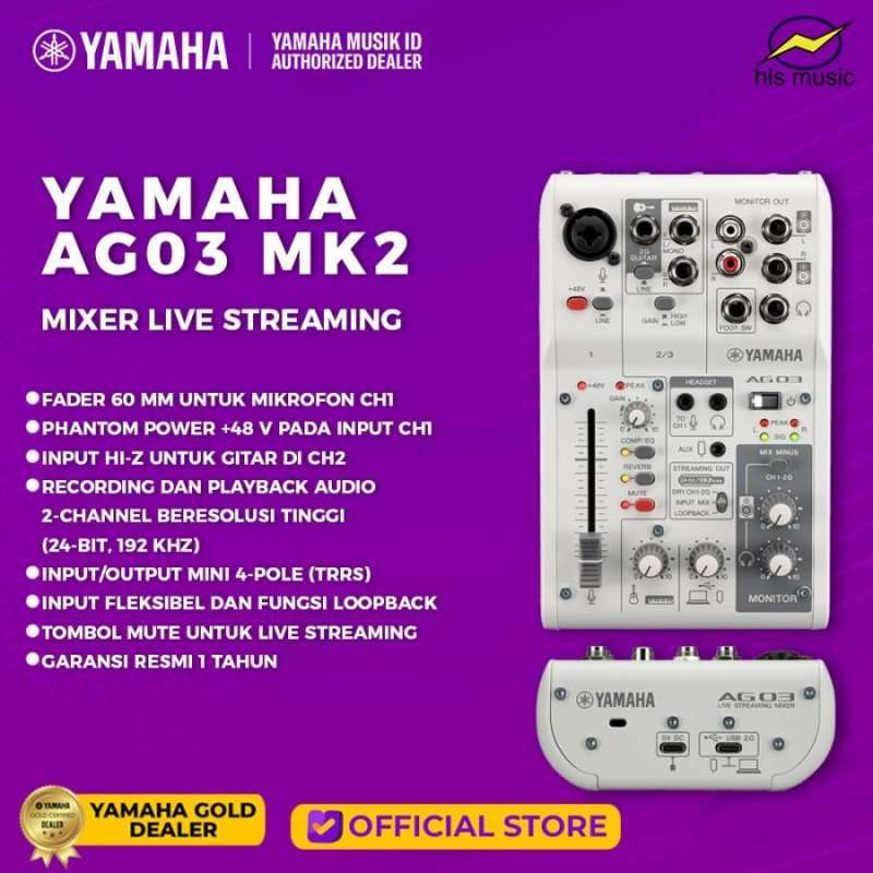 Promo Yamaha Ag03 Mk2 Mixer Live Streaming 3 Channel Garansi Resmi ...