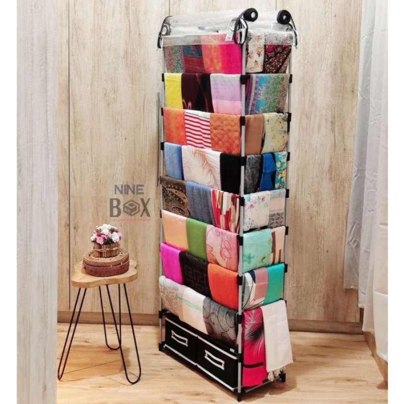 Promo NINE BOX Rak Hijab/ Rak Jilbab / Rak Gantung Hijab plus 2laci