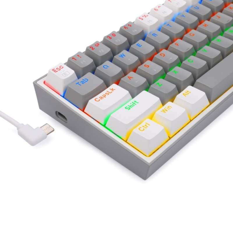 Promo Redragon K617R Mechanical Gaming Keyboard 60% GREY WHITE RAINBOW ...