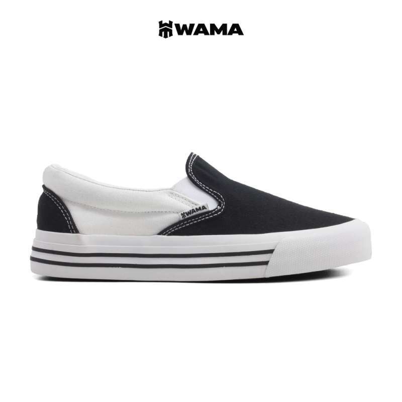 SPV WAMA Slip On Strip BW Sepatu Slip On Sneakers Casual Pria Wanita Ukuran 36 43 Sepatu Lokal Brand Vulcanized Skateboard Sekolah