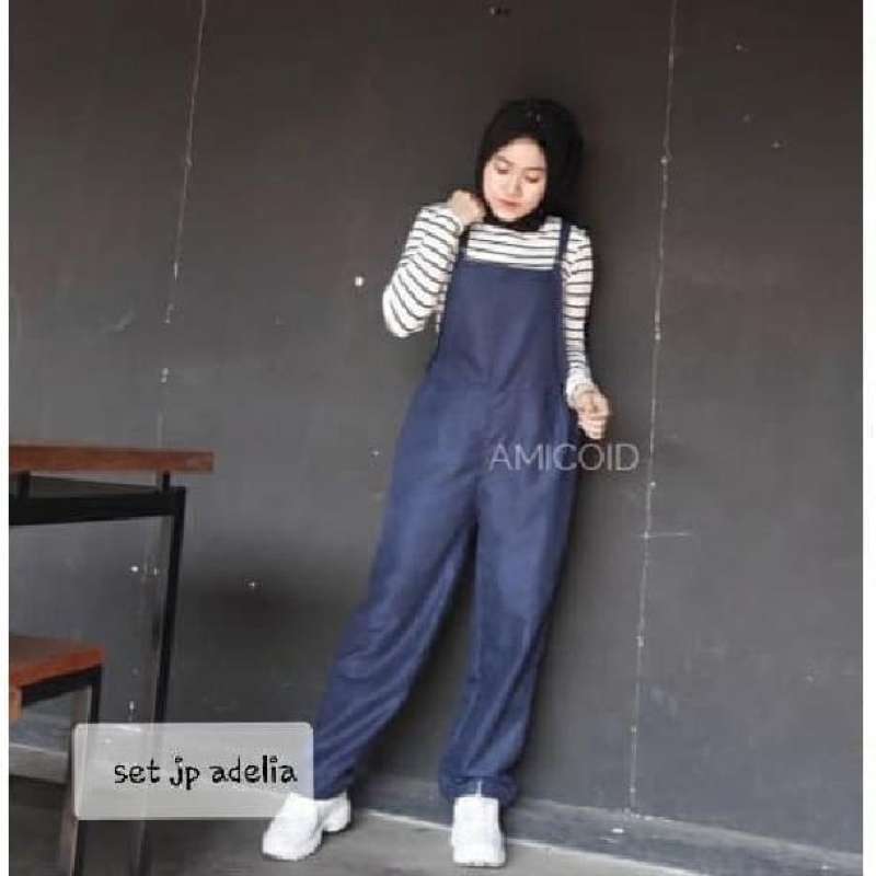 Jual Setelan Jumpsuit Adelia Navy Di Seller Jr68shop Jelambar
