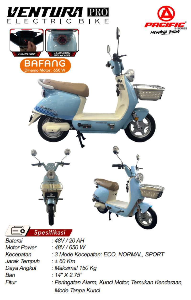 Sepeda Listrik Exotic Ventura Pro 650 Watt 48 Volt 12 Ah