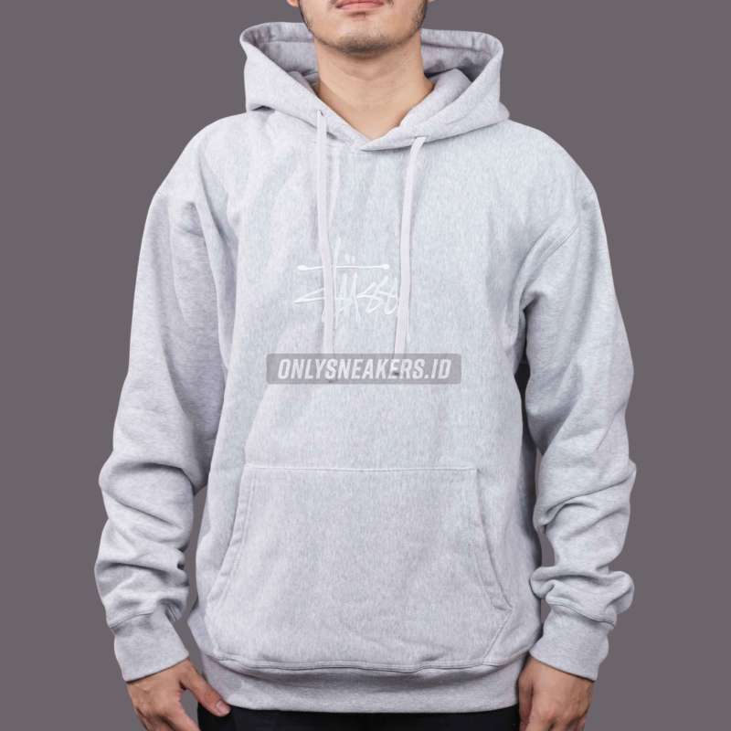 Jual Stussy Basic Applique Ash Heather Hoodie (100% Authentic) Di