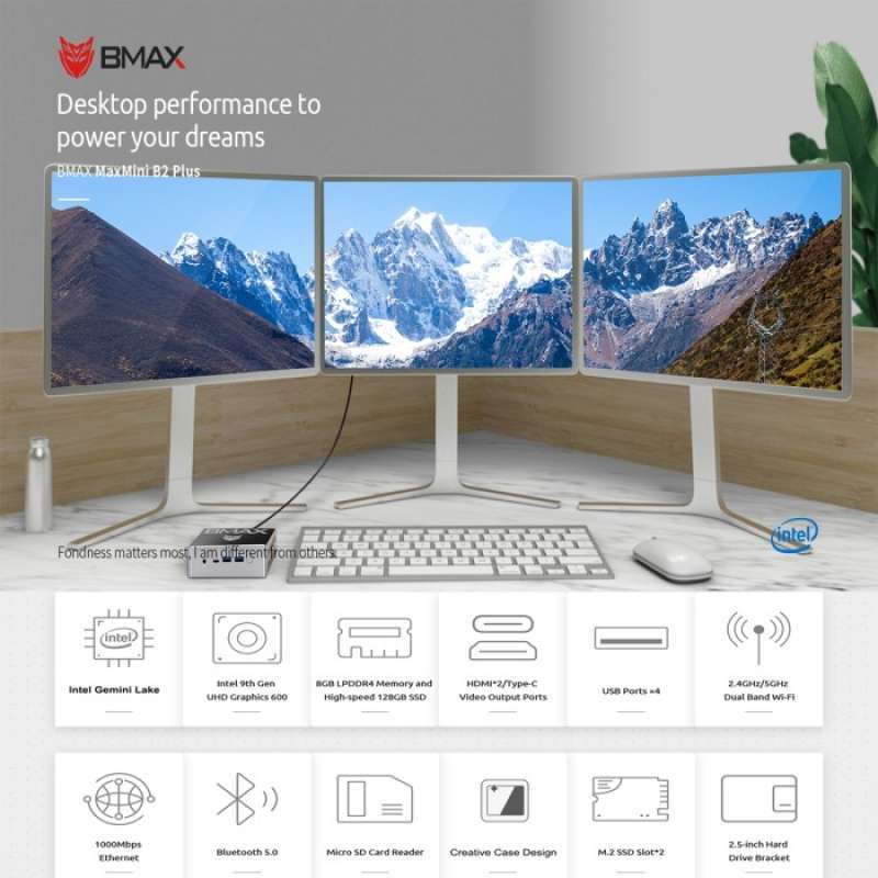 Mini Computer B2 Promo Mini Pc B B2 Plus 8/128gb Ssd Intel N4120 4k Hdmi Windows 11 ...