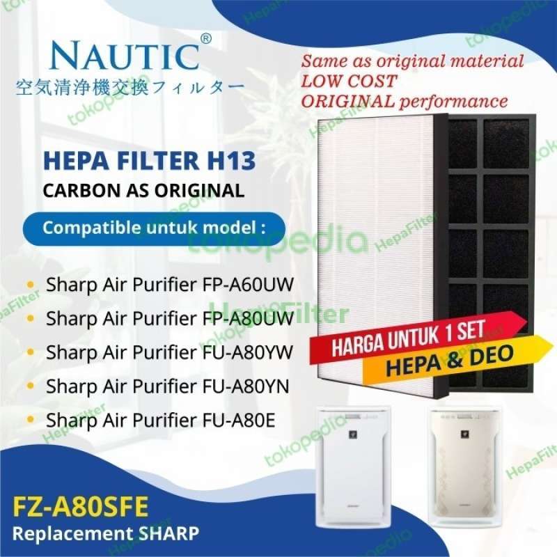 Promo Sharp Replacement Air Purifier Hepa/carbon Filter Fz-a80sfe/ Fu ...